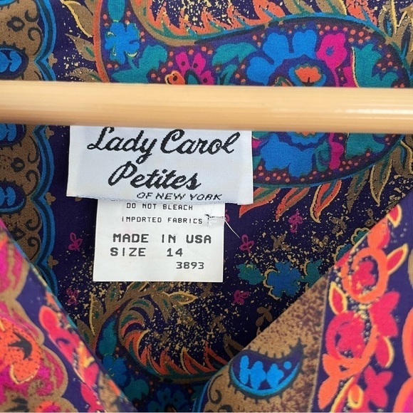 Lady Carol Petites Vintage Paisley Shoulder Pad Skirt Suit Set 14 - Picture 9 of 16